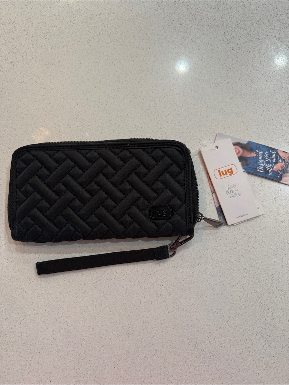 lug Black Quilted Wristlet Wallet RFID Organizer New